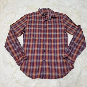 Banana Republic Luxe Flannel Shirt Mens Small Grant Slim Fit Brushed Plaid